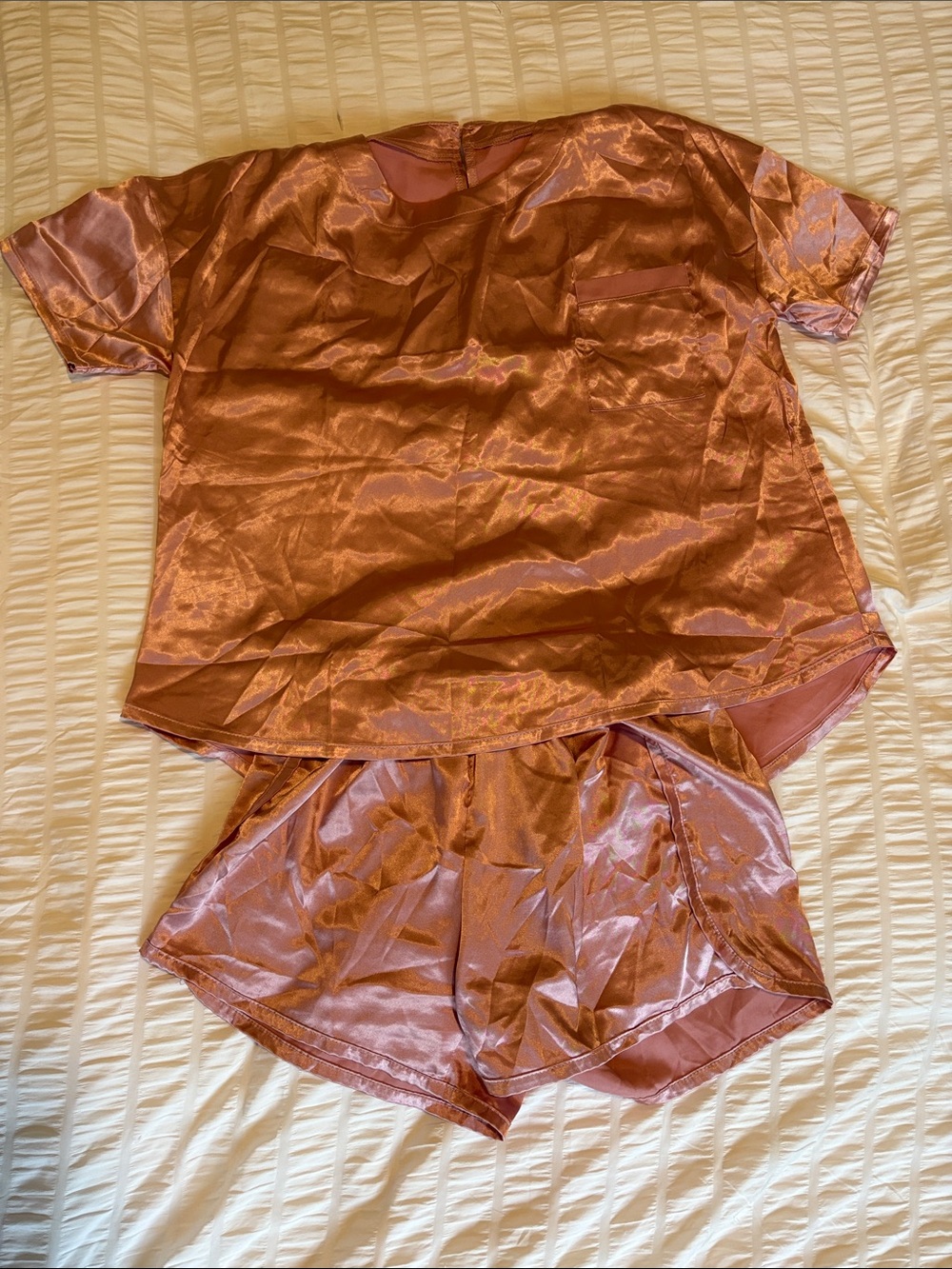 Viral Amazon Satin Short Sleeve Top & Shorts Pajama Set - Dusty Rose